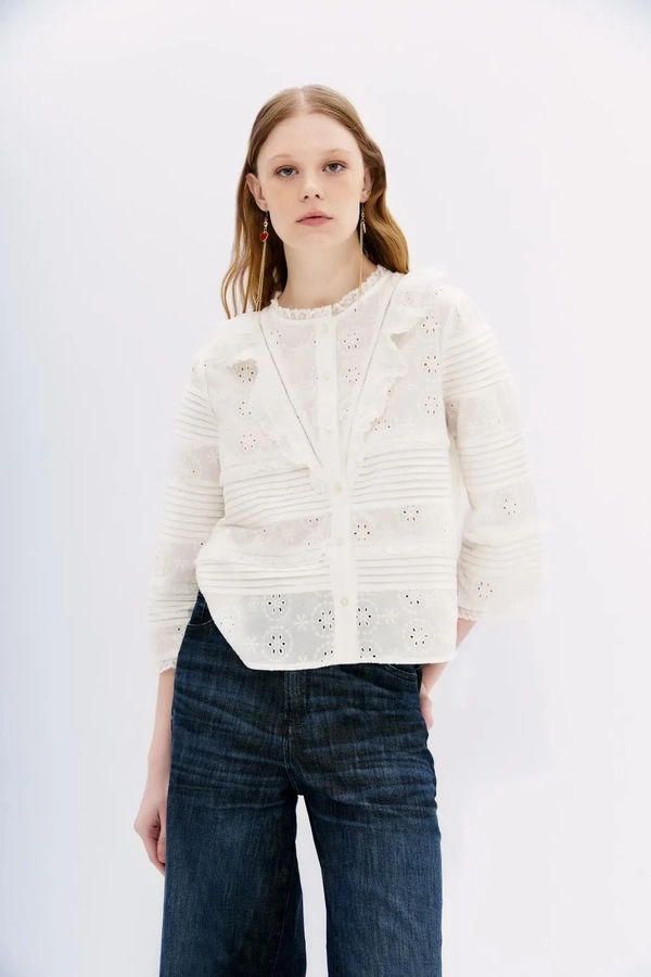 camisa broderie pleats