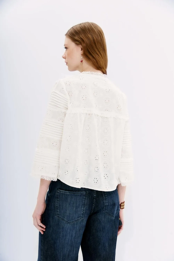 camisa broderie pleats