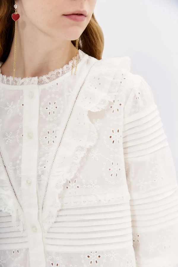 camisa broderie pleats