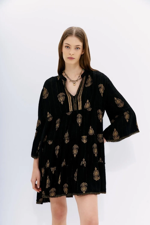 vestido block paisley short