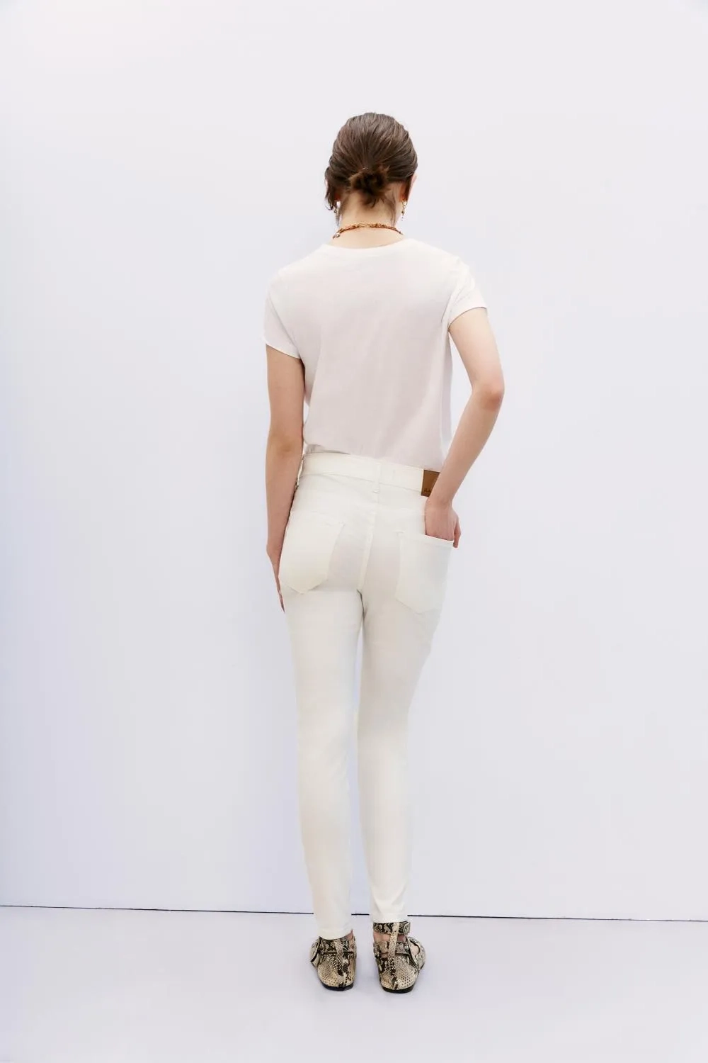 jean skinny satin white