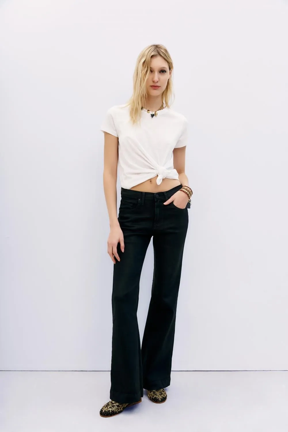 jean tailor satin blue black