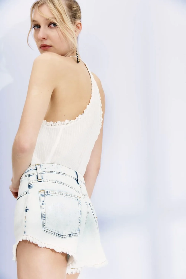 short summer bleach denim