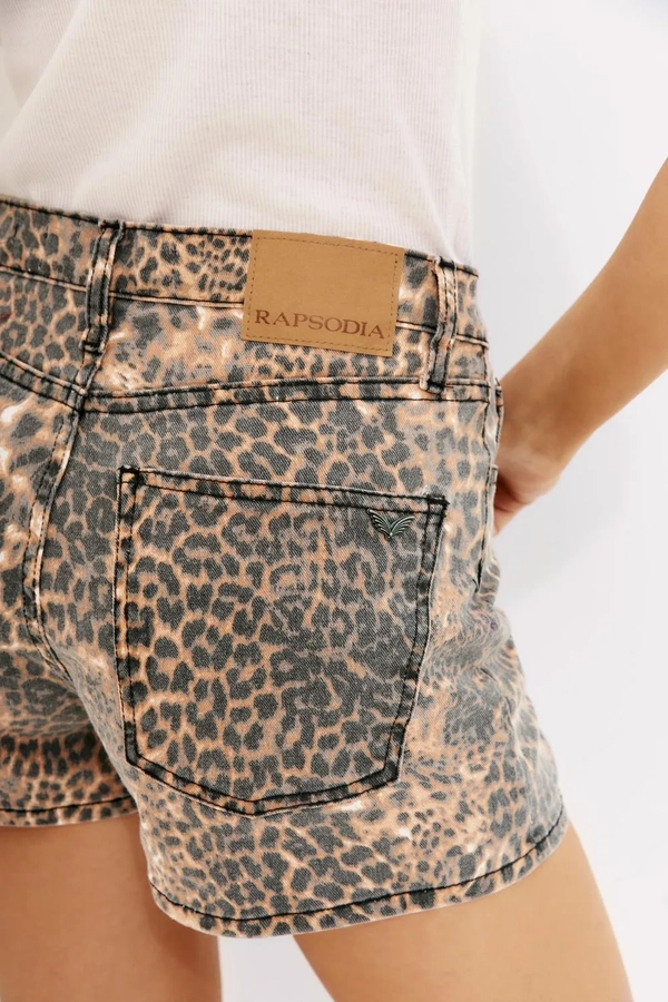 short animal denim 