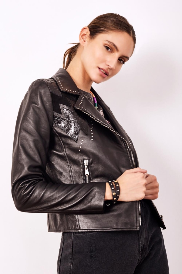 Campera Fire Black Cuero