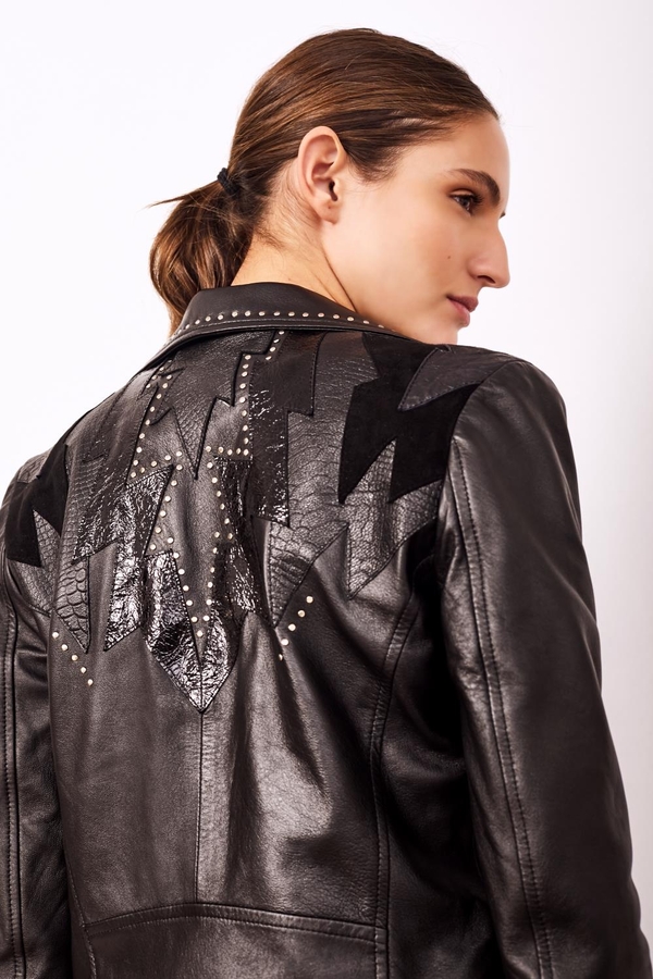 Campera Fire Black Cuero