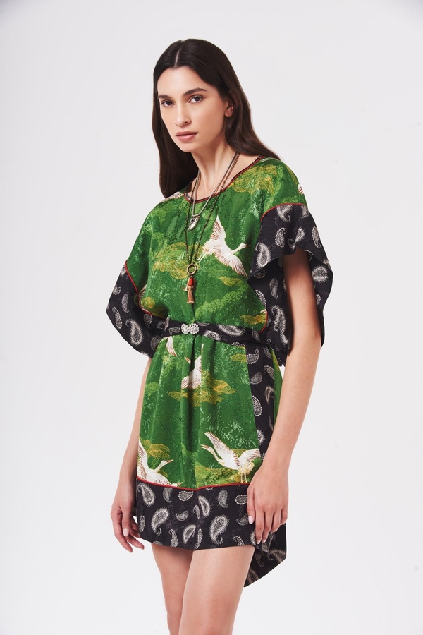 vestido kimono grulla