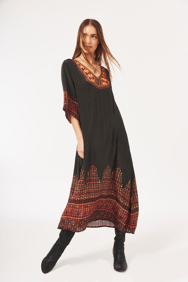 vestido olien ethnic print