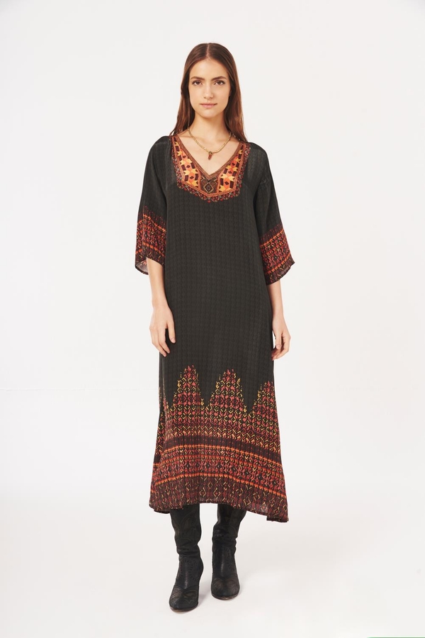 vestido olien ethnic print