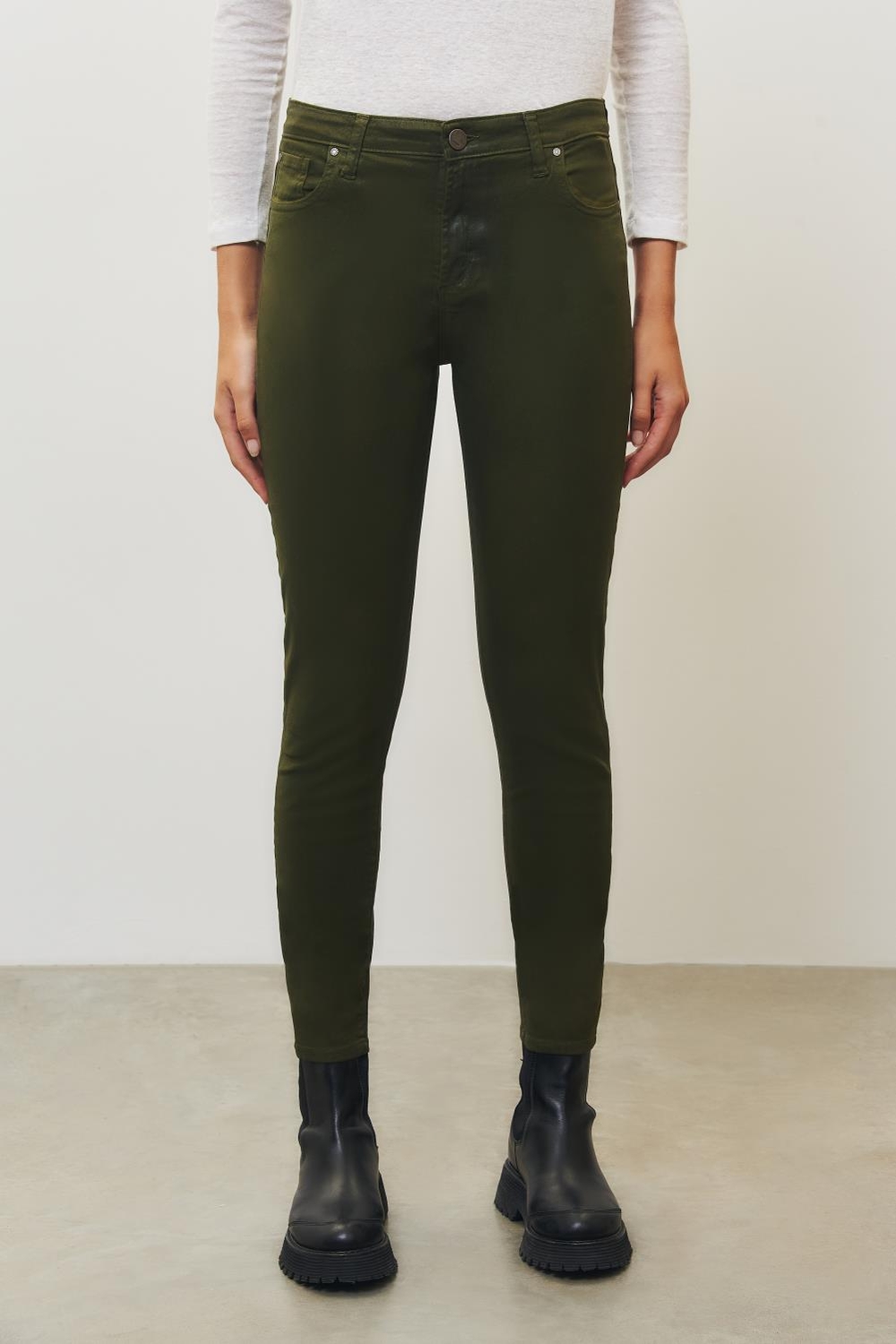 jean slim satin green