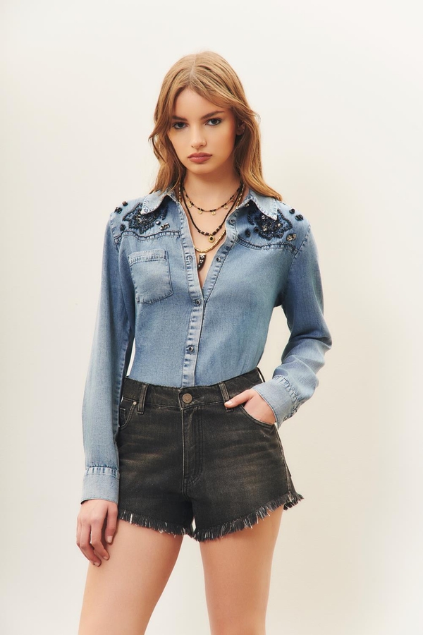 short black denim