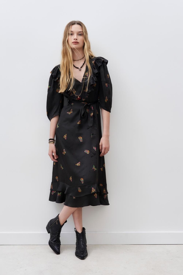 vestido frills butterfly