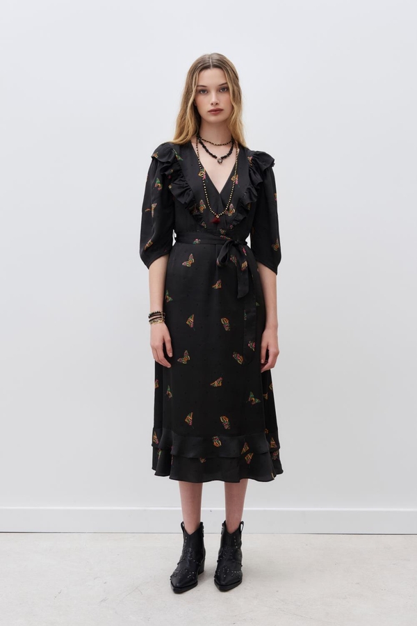 vestido frills butterfly