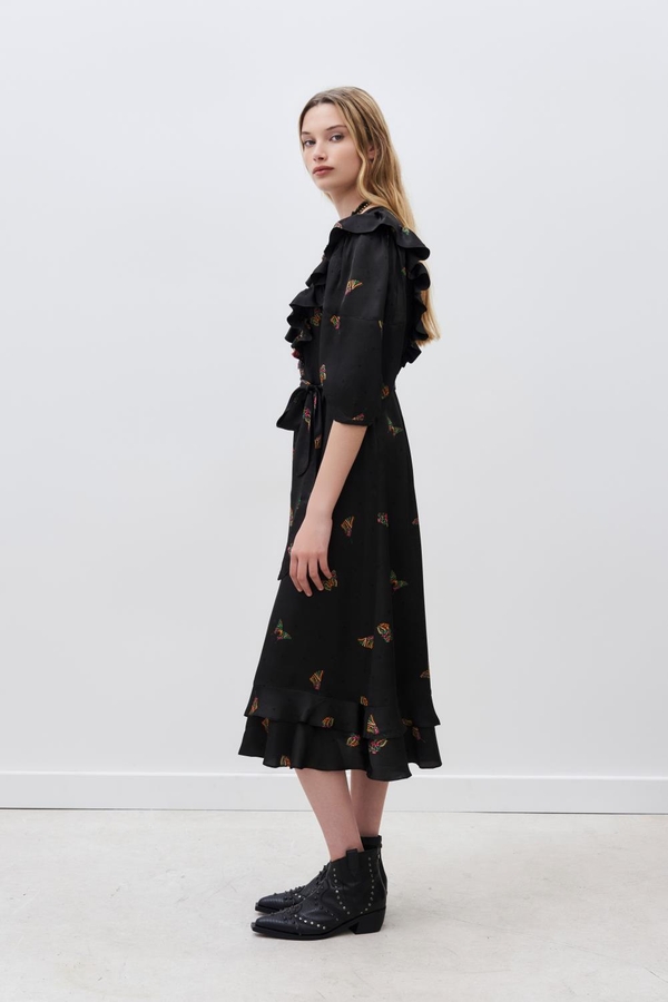 vestido frills butterfly