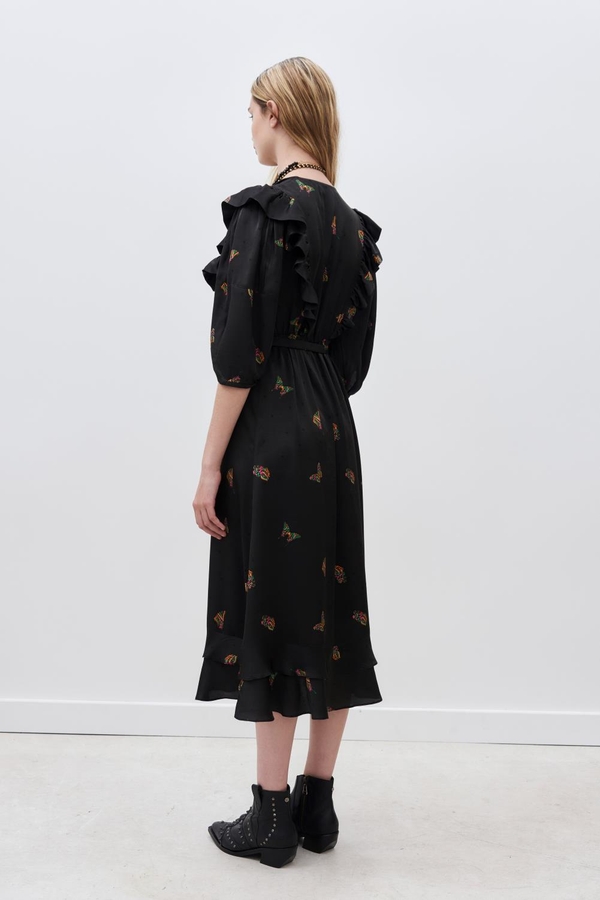 vestido frills butterfly