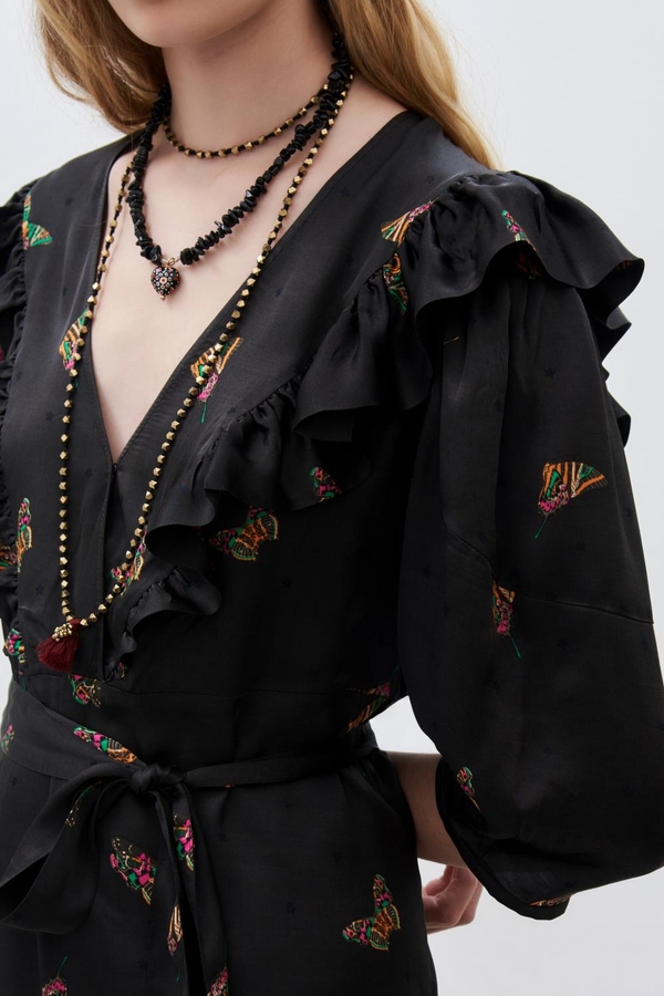 vestido frills butterfly
