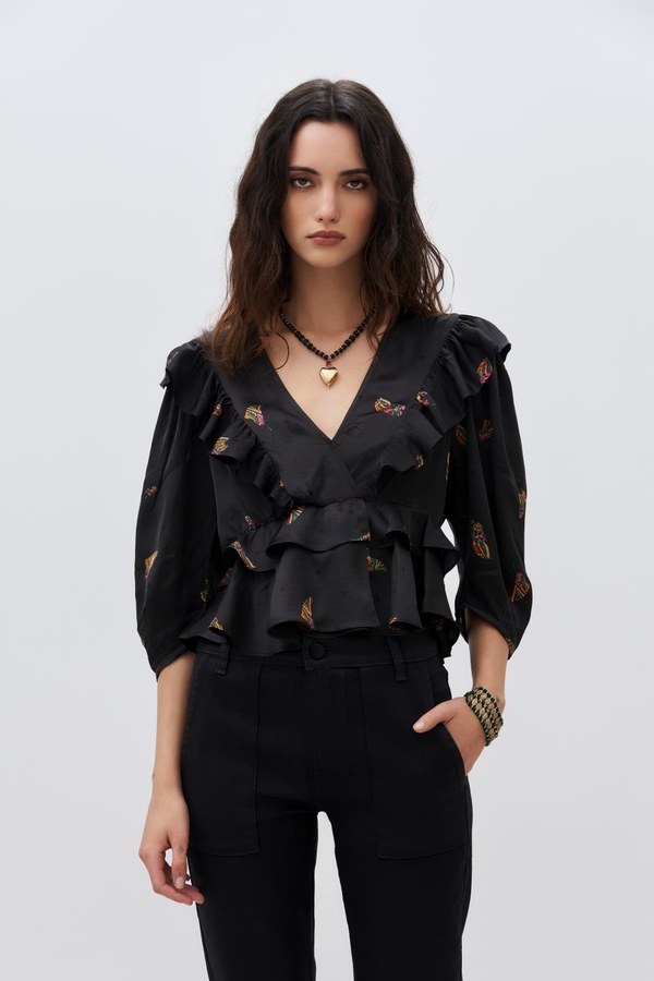 camisa frills butterfly