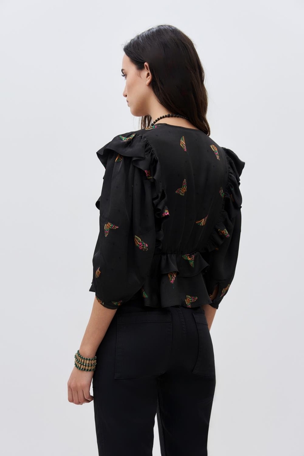 camisa frills butterfly