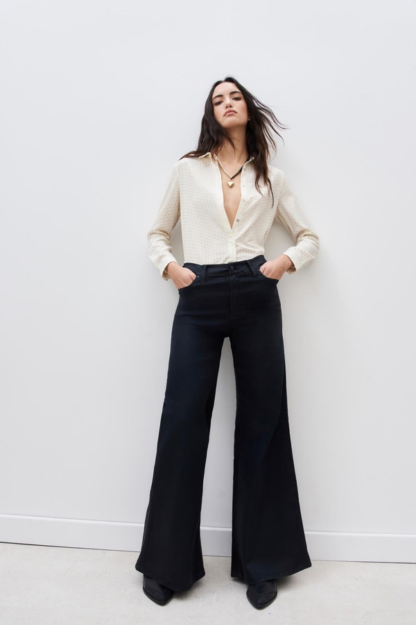 jean palazzo satin blue black