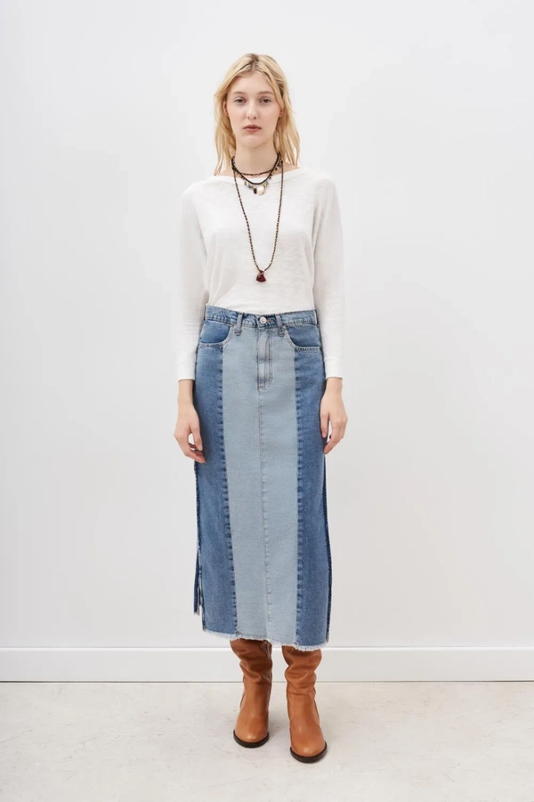 falda patch denim