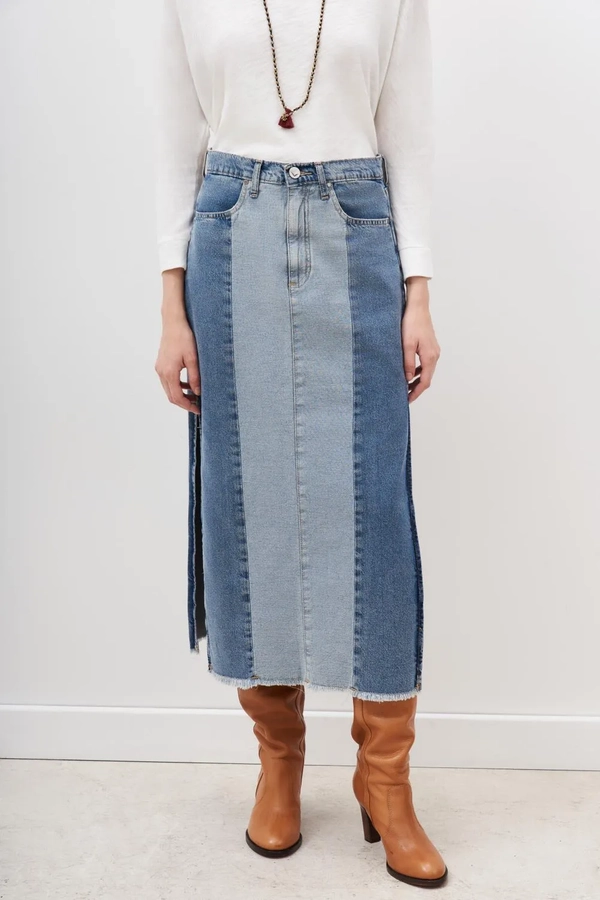 falda patch denim