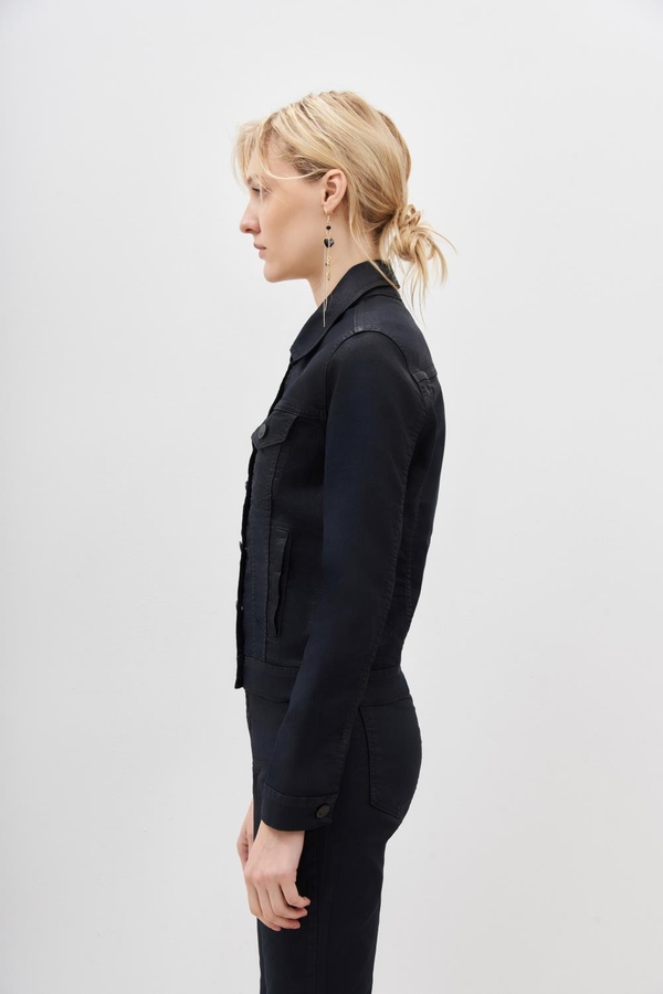 chaqueta satin blue black denim