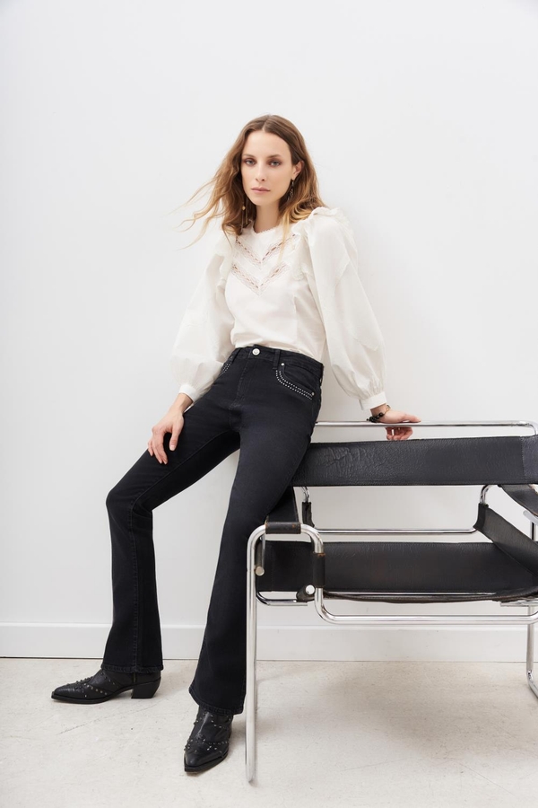 jean flare metal black