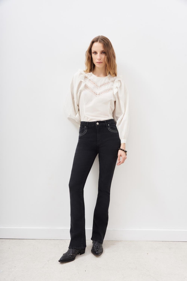 jean flare metal black