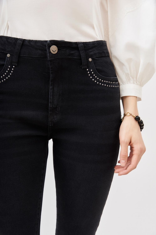 jean flare metal black