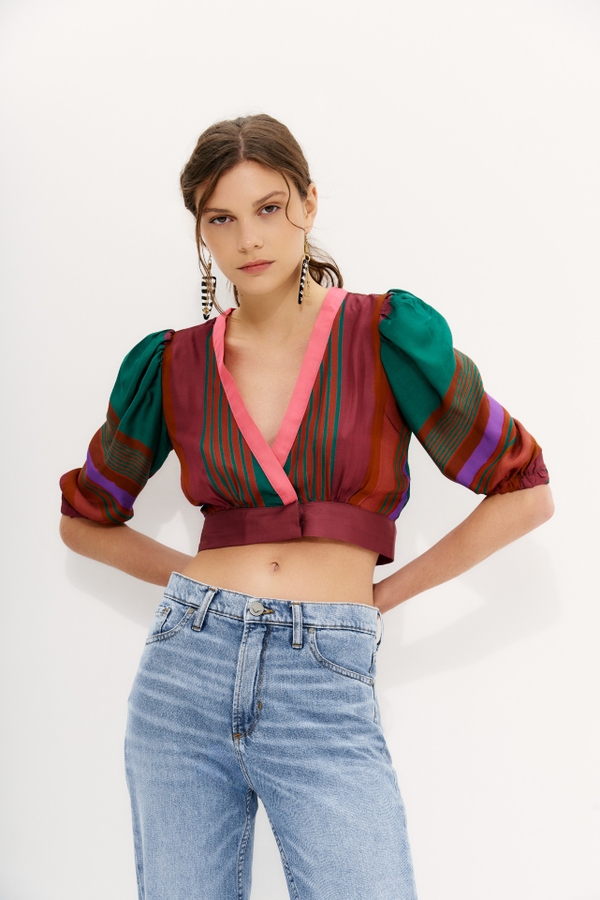 camisa crop stripes