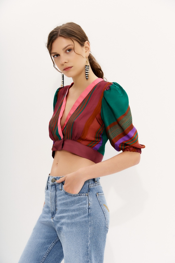 camisa crop stripes