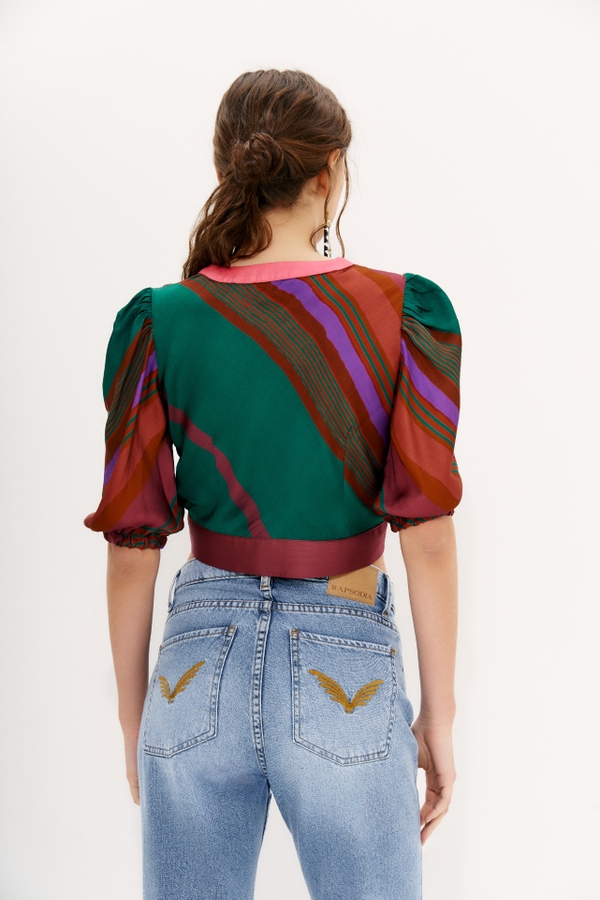 camisa crop stripes