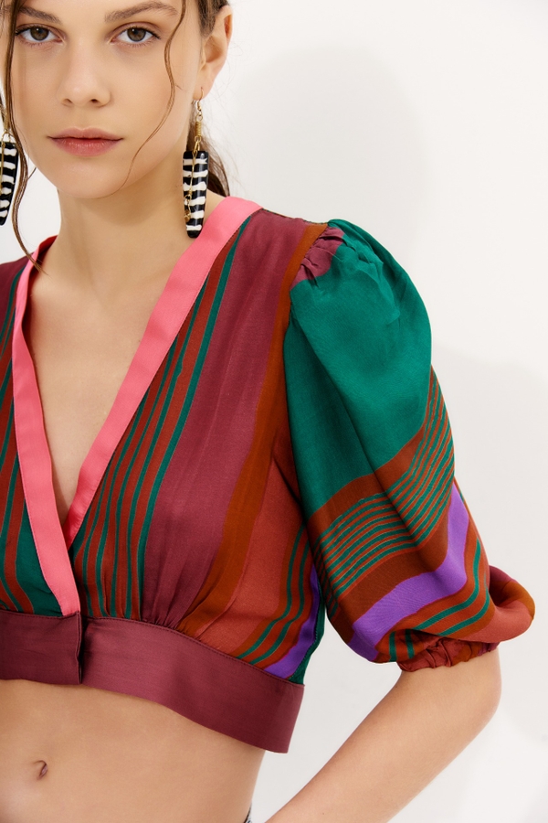 camisa crop stripes