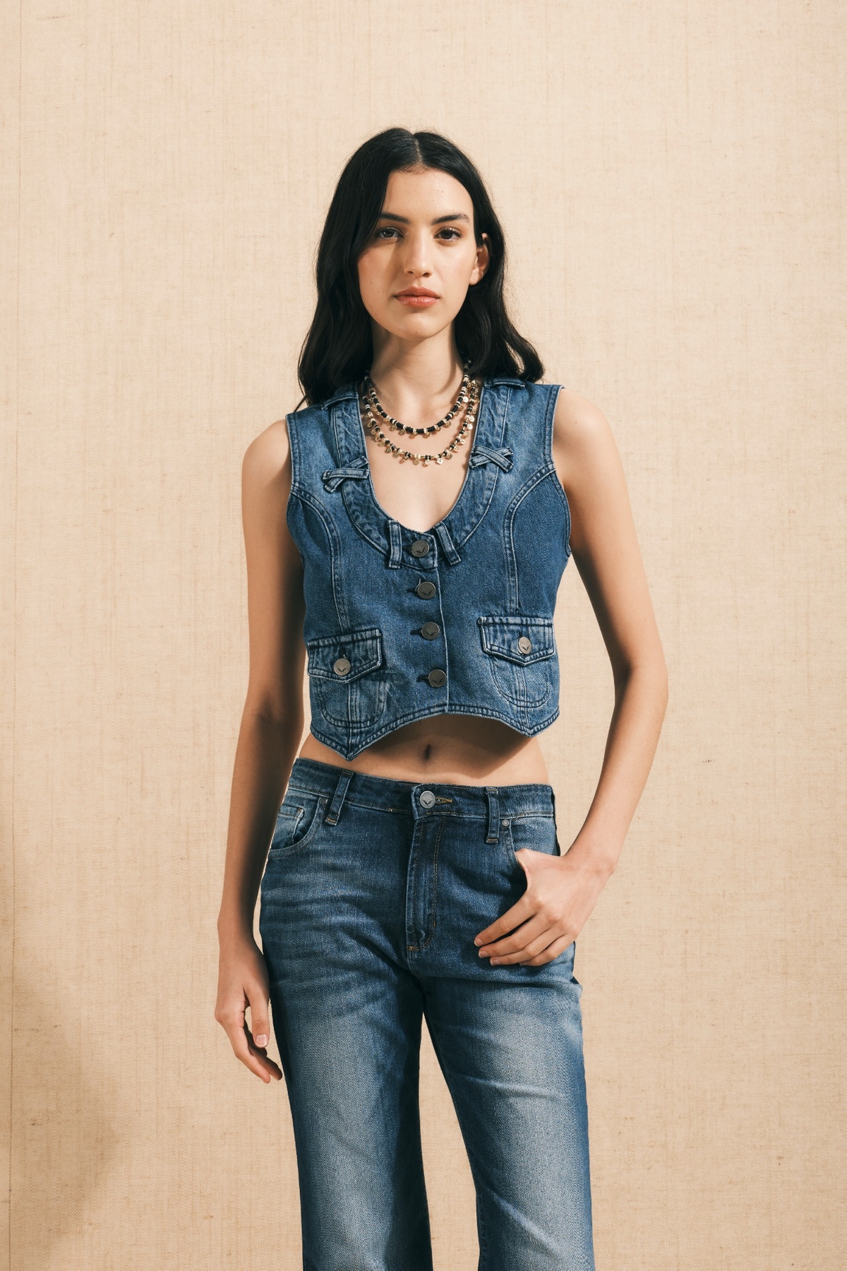 chaleco vintage denim